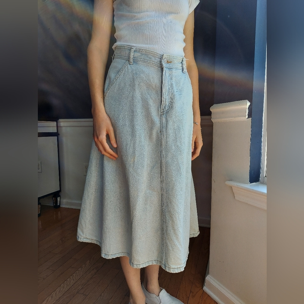 Womens vintage denim midi skirt
